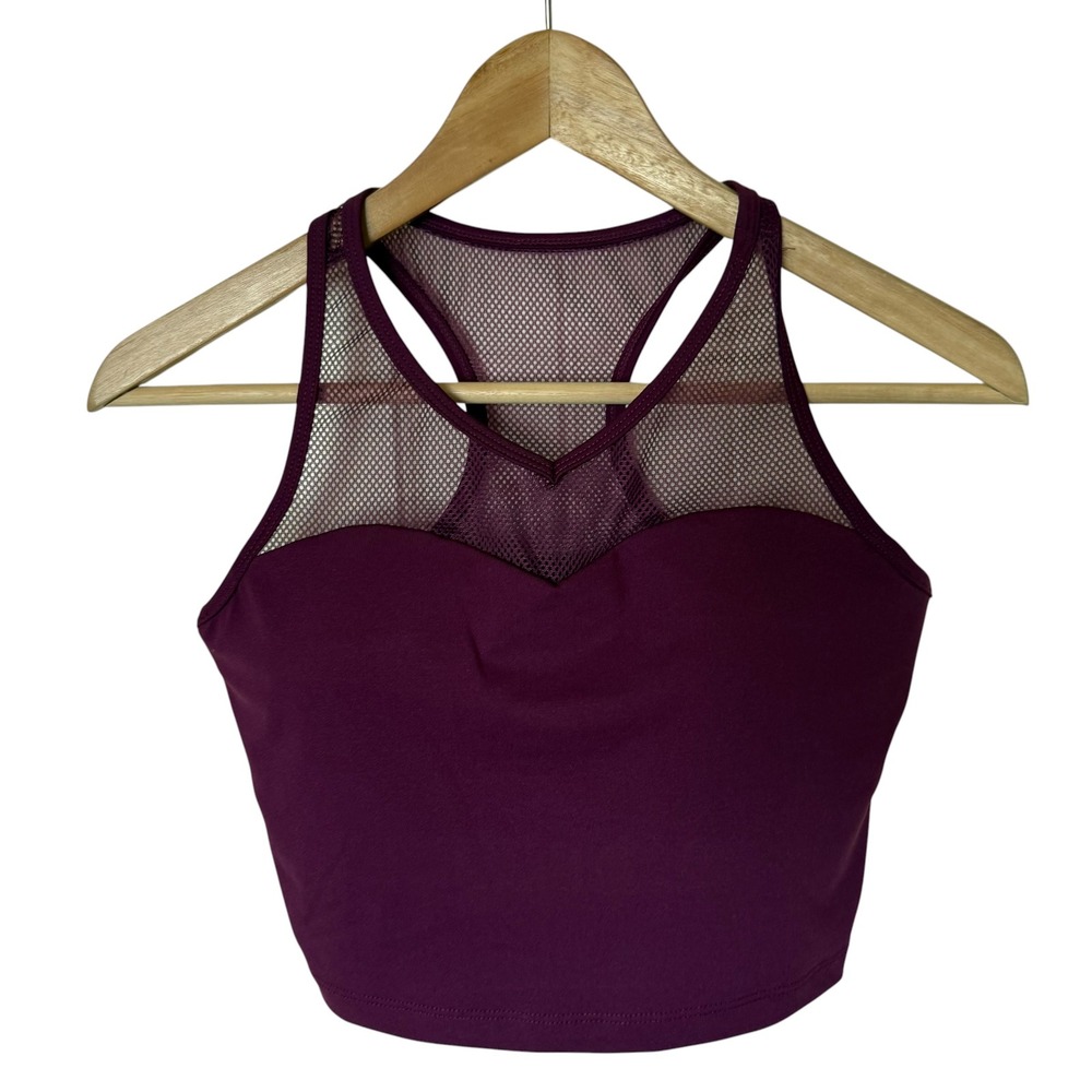Kiava Sports Bra Crop Top Women Small Purple Excellent‎ Mesh Racerback Athletic